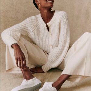 Sezane Cream Cardigan Sweater